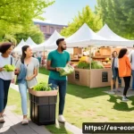 Home 22 친환경 마케팅 실기 준비법 - A diverse group of environmentally conscious urban consumers engaging in a sustainable lifestyle mar...