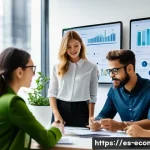 Home 21 친환경 마케팅 경력 개발 전략 - A professional marketing team in a modern office environment brainstorming sustainable marketing str...