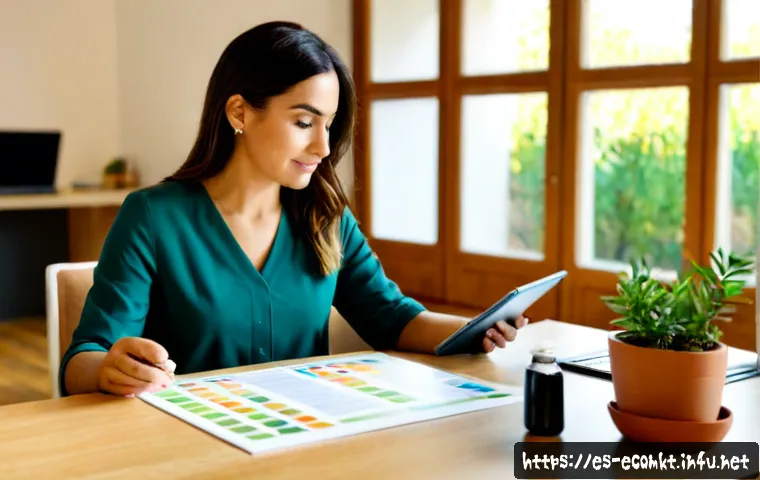 Home 17 친환경 마케터 이직 후 첫 업무 경험 - Photorealistic scene of a newly hired eco-friendly marketing specialist at her first morning meeting...